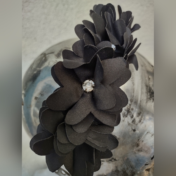 Handmade Floral Headband with Rhinestones Dressy Contemporary Holiday Festive - Picture 5 of 7